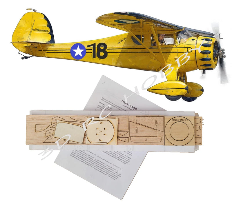 Monocoupe 36" R/C Airplane Laser Cut Balsa Ply Short Kit With Plans