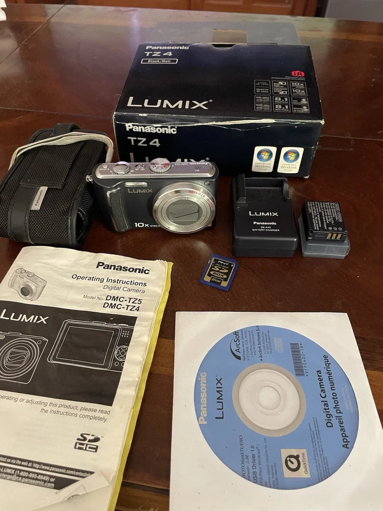 Panasonic Lumix DMC-TZ4 8.1MP Leica Digital Camera W/ Battery SD Card In Box