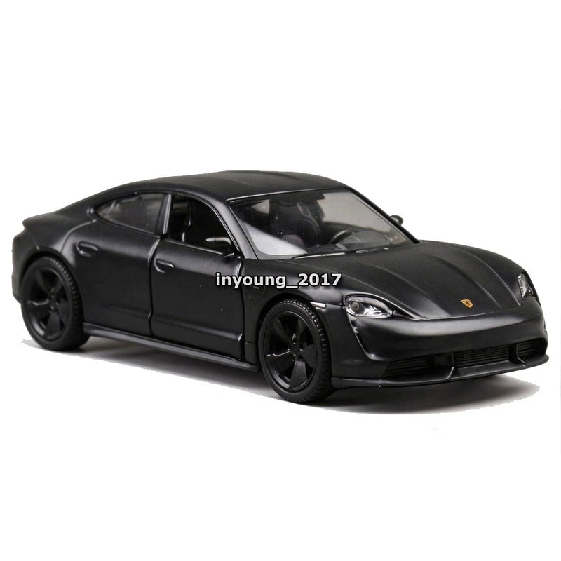 1:36 Porsche Taycan Turbo S Model Toy Car Diecast Toy Vehicle Doors Open Black
