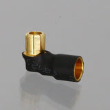 90-degree 8mm bullet adapter, black connector with gold male and female ends