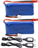 Blomiky 2 Pack 7.4V 1200Mah Lipo Battery Pack with JST Plug and USB Cable Replac