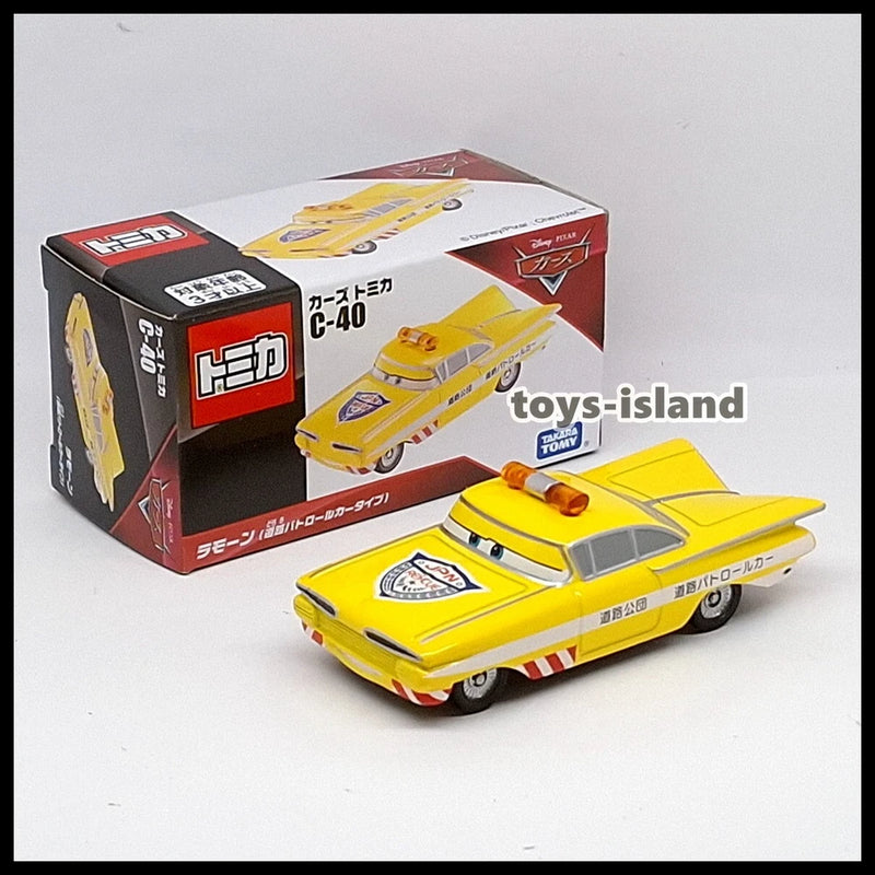 Tomica Disney CARS Ramone road patrol toy car, yellow police-style die-cast vehicle