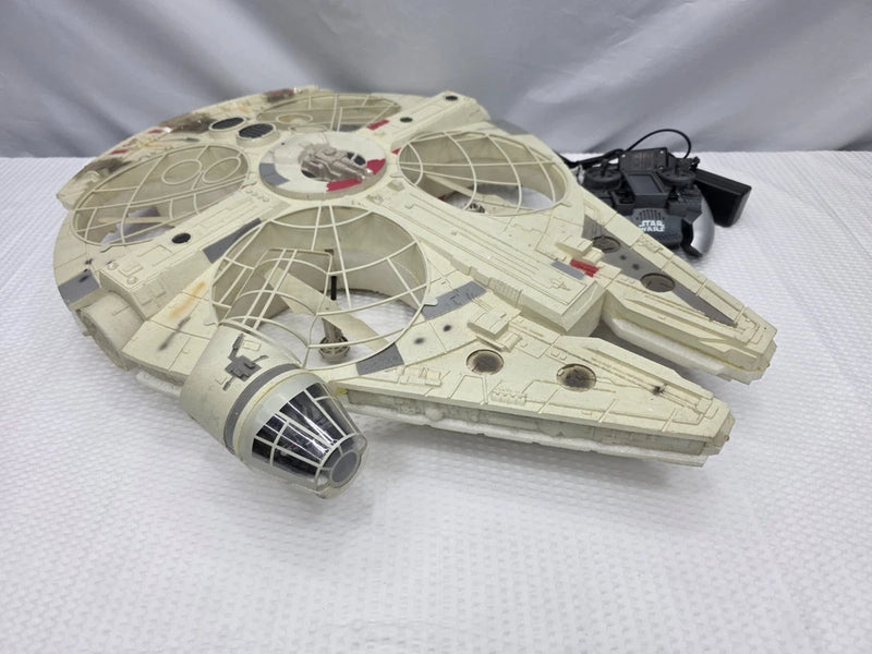Millennium Falcon XL RC drone spaceship, tan and gray with cockpit and landing ramp