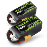 High-Performance 4s Lipo Battery 100C 1550mAh 14.8V XT60 for RC FPV Drone (2 Pac Battery