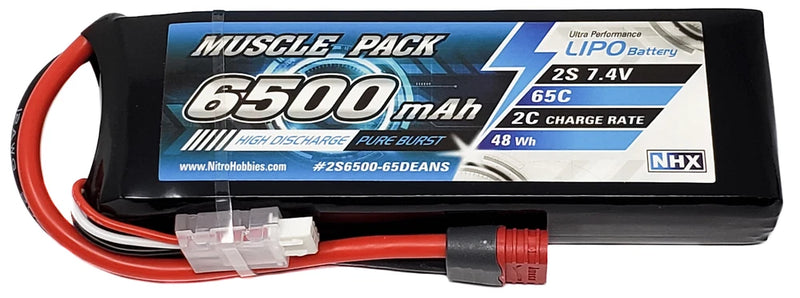 NHX Muscle Pack 2S 7.4V 6500mAh 65C Lipo Battery w/ DEANS Connector Battery