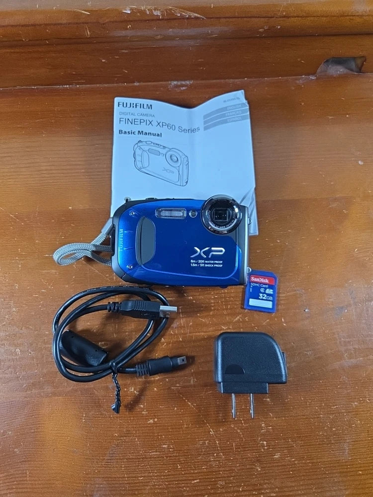 Fujifilm FinePix XP60 16.4MP Waterproof Digital Camera With Charger & 32GB Card