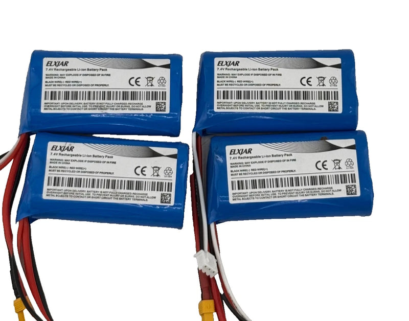 Li-ion battery pack with JST-XH plug, blue with red and black wires (4-cell set)