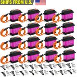 Purple and black waterproof RC digital servo motors with orange wiring and mounting hardware