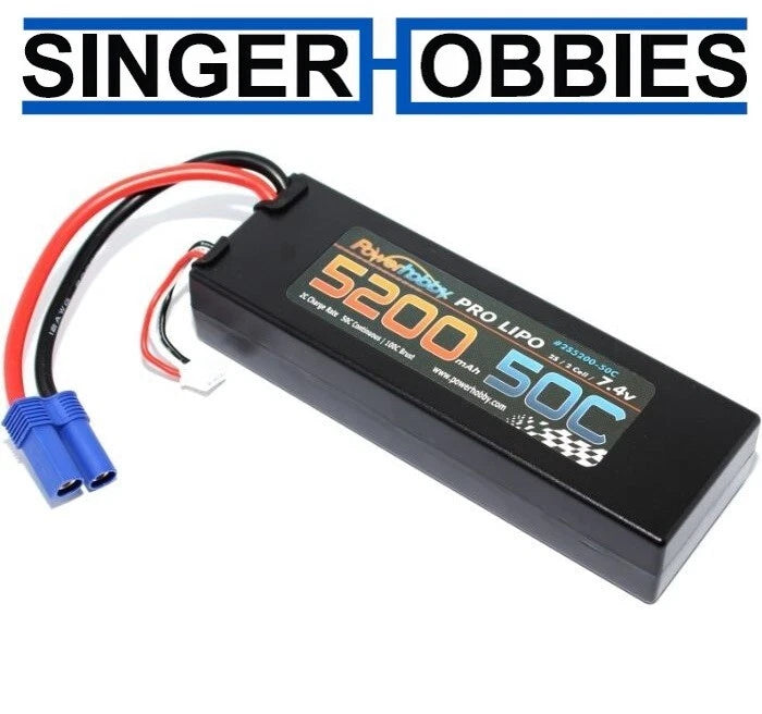 POWERHOBBY PHB2S520050CEC5HCS 5200mAh 7.4V 2S 50C LiPo Battery W/ Hardwired EC5 Battery