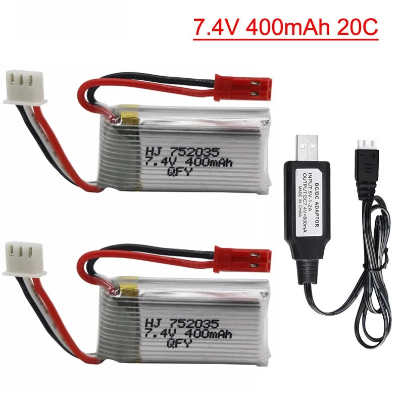 2¡Á 7.4V 400mah 20C Lipo Battery JST Plug For RC Quadcopter Drone Helicopter Toys