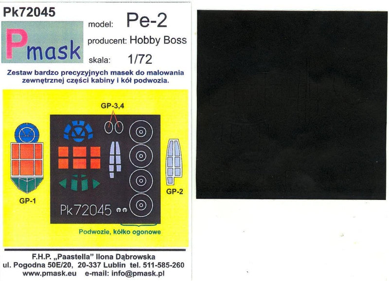 Model Maker 1/72 PETLYAKOV Pe-2 Paint Mask Set for Hobby Boss Kit