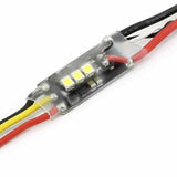 Compact ESC circuit board with LED, red, black, and yellow wire leads