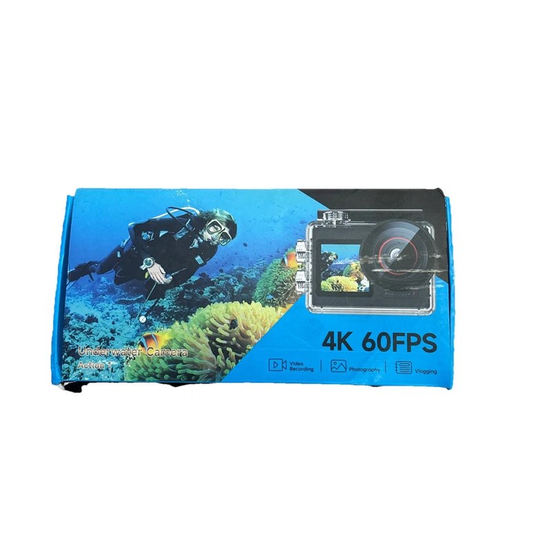 4K60FPS 30MP Action Underwater Camera, Remote Black. Open-Box