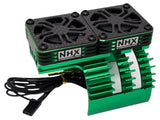 Green aluminum twin fan cooling heatsink with cover, NHX logo