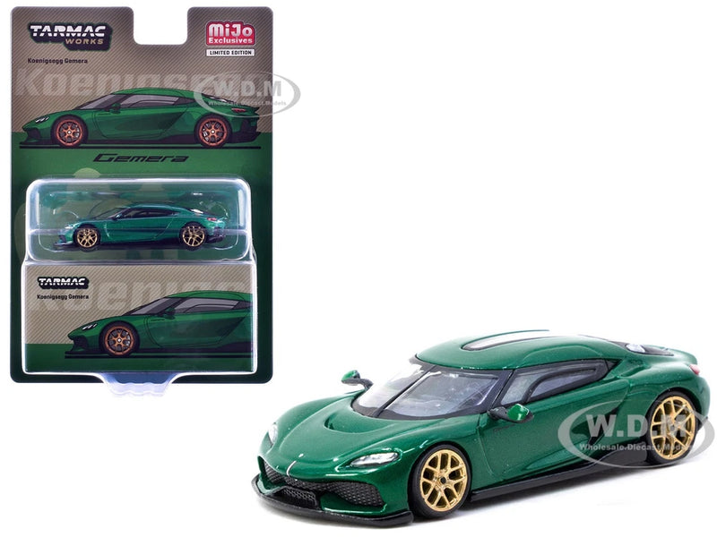 KOENIGSEGG GEMERA GREEN 1/64 DIECAST MODEL CAR BY TARMAC WORKS T64G-TL053-GR