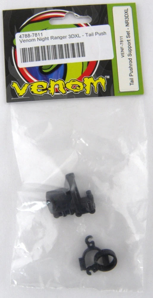 Venom helicopter tail pushrod support set, two small black plastic parts in bag