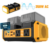 Pure Sine Wave 350W Power Inverter For DeWalt20VBattery 120V AC 140W Fast Charge