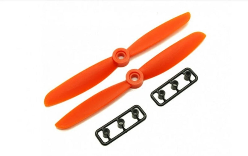 Orange two-blade drone propellers with mounting frames, CW/CCW style