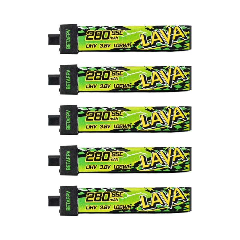 5pcs Lava II 1S 280mAh LiHV Battery 3.8V 95C BT2.0 Connector for FPV Drone Battery