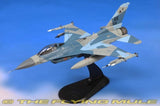 Hobby Master 1:72 F-16C fighter jet model on display stand, gray and camo finish