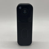Black Blink wired video doorbell camera with front lens and oval button