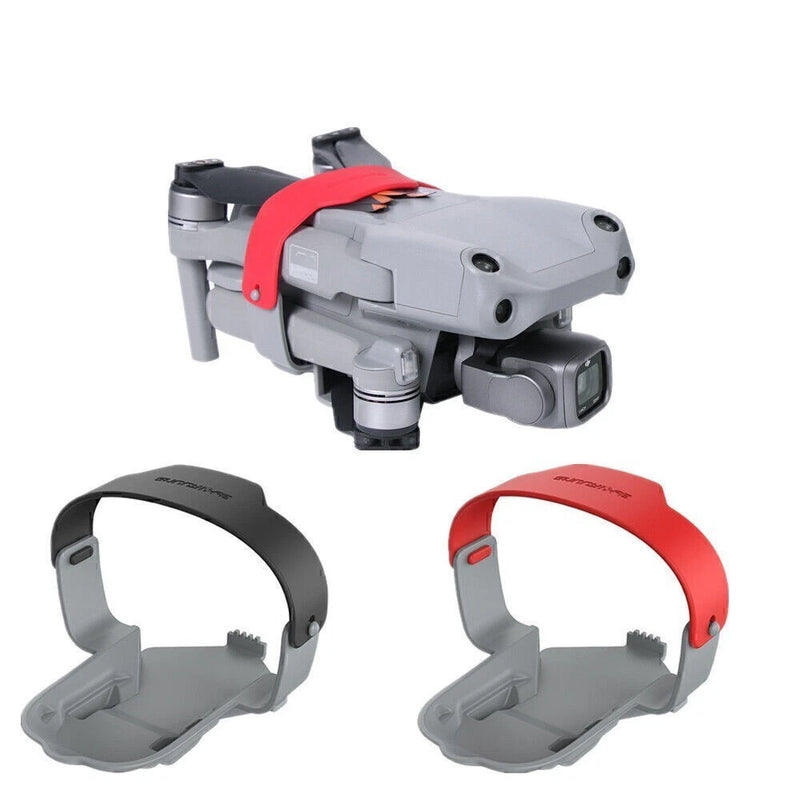 Drone propeller stabilizer fixing holder set, gray with red strap and guard frames