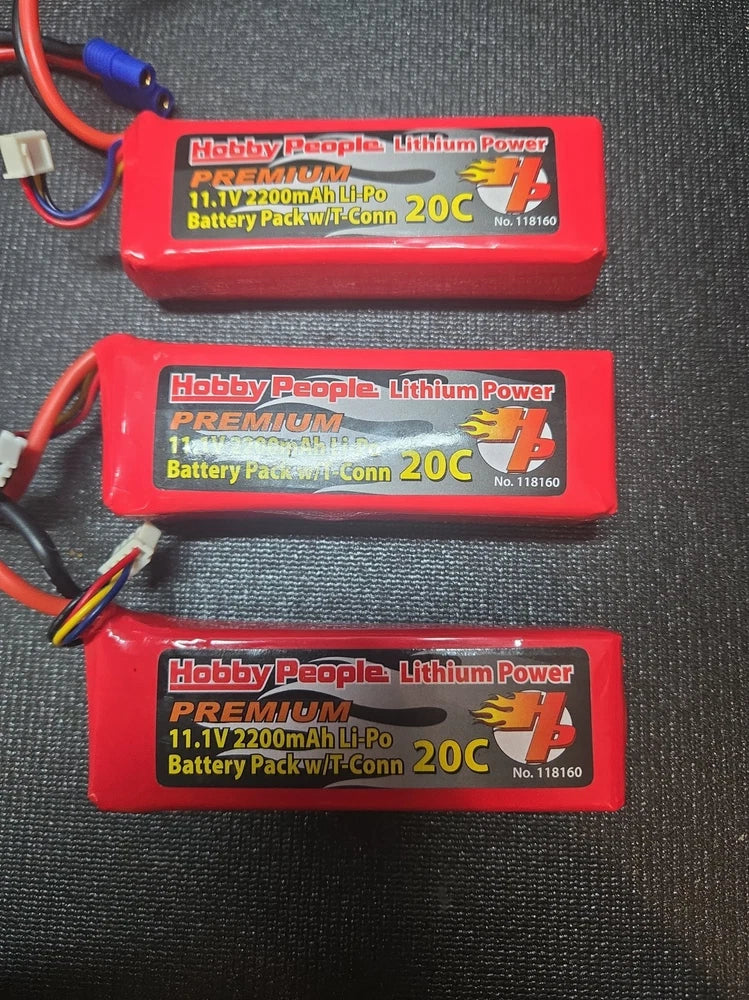 3 Hobby People Lithium Power Batter Packs 20C 2200mAh 11 1v Li-Po See Detail BMM Battery
