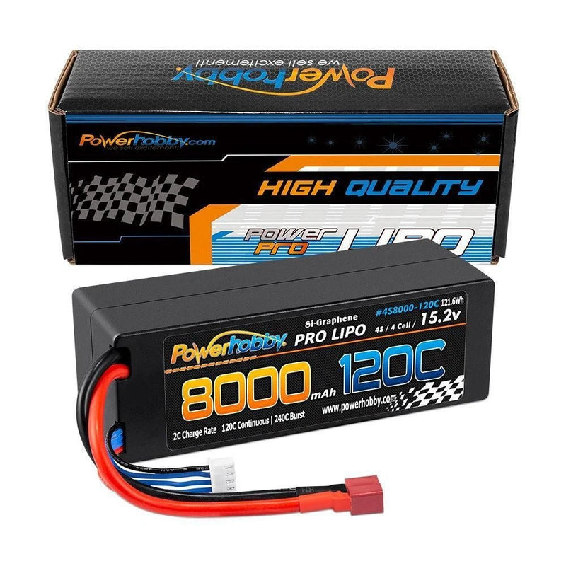 4S 8000mAh 120C Deans Hard Case Graphene HV Lipo Pack Powerhobby PHB4S8000120DNS Battery