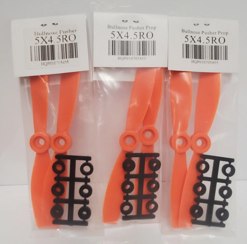 HQ Prop Orange BullNose 5x4.5 CW 2 Blade Propeller PACK WITH 6  PROPS CW ONLY