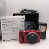 FUJIFILM FinePix red digital camera with built-in lens