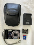 Panasonic LUMIX DMC-ZS8 14.1MP Black Digital w/charger+battery SD +case