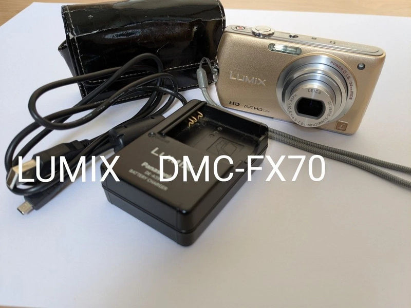 Lumix DMC-FX70 Digital Camera Gold with Battery Charger Cable & Case From Japan