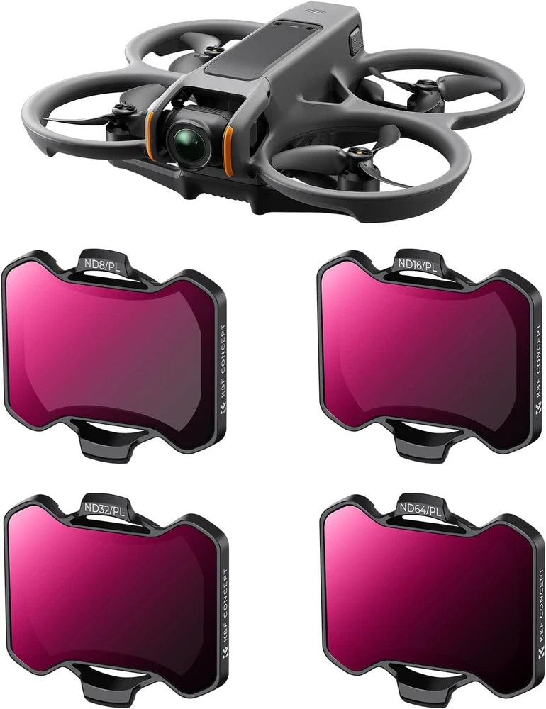 Drone lens filter set with four purple neutral density filters