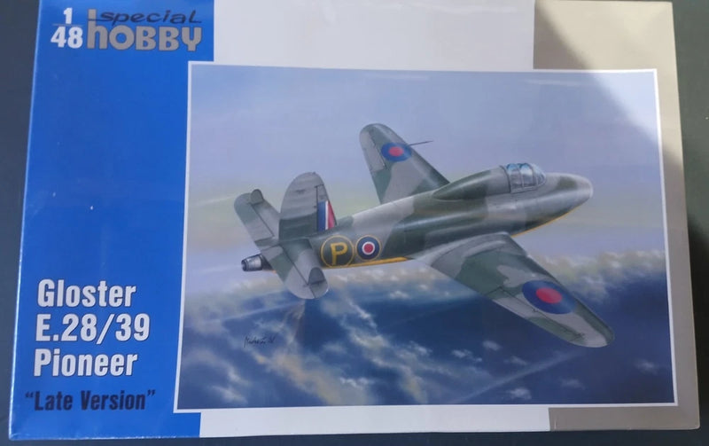 Special Hobby 1/48 Gloster E.28/39 Pioneer model kit box, aircraft artwork