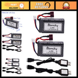 2 Pack 11.84Wh 7.4V 1600mAh LiPo Rechargeable Batteries & USB Cable for RC Cars Battery