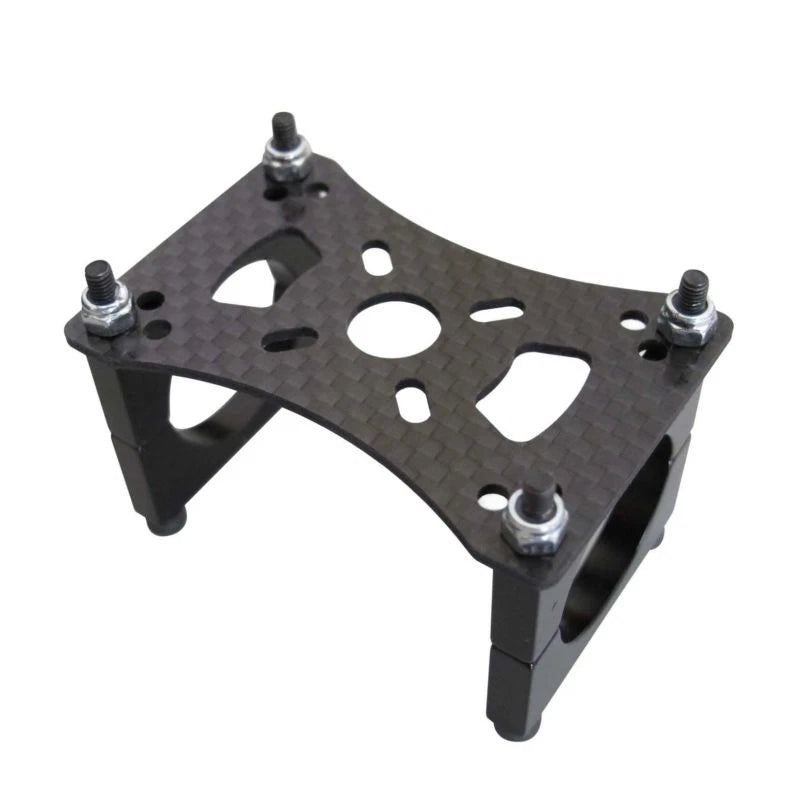 Carbon fiber motor mount plate with four screw posts and arm mounting holes