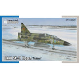 1/48 SK-37 Viggen trainer model kit box art with camouflaged fighter jet