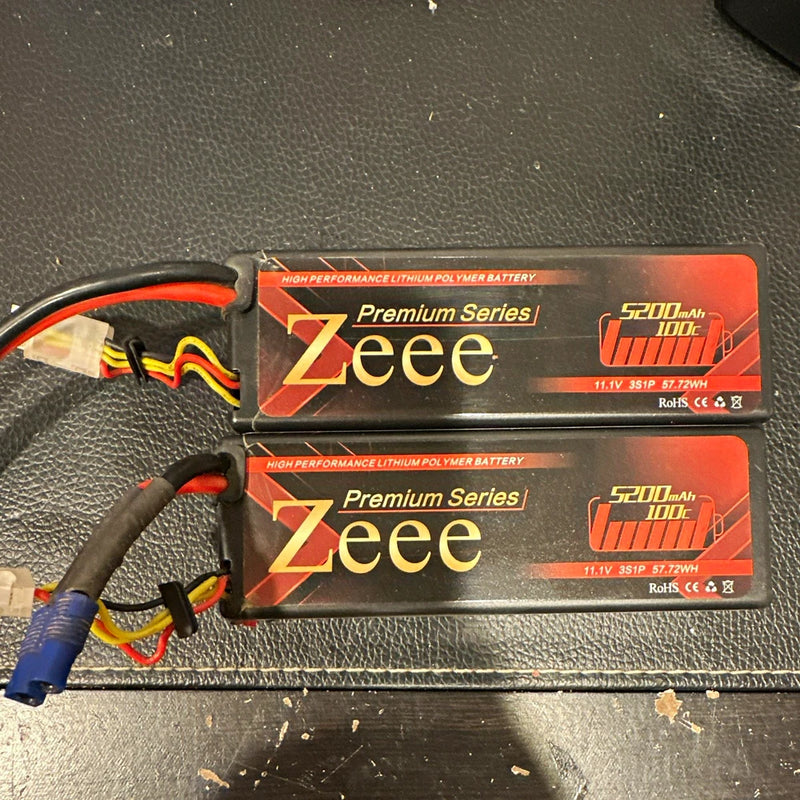 Zeee Premium Series 2-Pack 5200mAh 3S 11.1V 100C LiPo RC Battery EC3 Battery