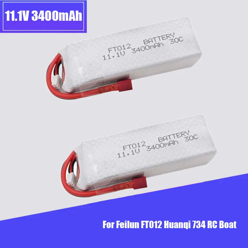 2Pcs 11.1V 3400mAH 30C 3S Battery Part For Feilun FT012 Huanqi 734 RC Boat