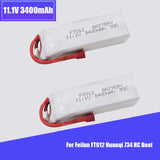 2Pcs 11.1V 3400mAH 30C 3S Battery Part For Feilun FT012 Huanqi 734 RC Boat