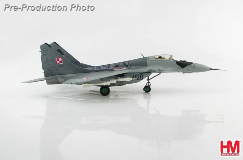 Gray MIG-29A Fulcrum model aircraft with Polish Air Force markings, side view
