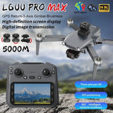 Gray GPS quadcopter drone with camera, 8K label, and handheld remote controller