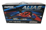 LaTrax Alias RC quad-rotor helicopter drone box, blue graphics and carry handle