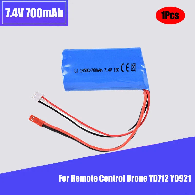 1Pcs 7.4V 700mAh JST Battery For RC Drone YD712 921 7014 F1 BR6802 HJ370 W608-7