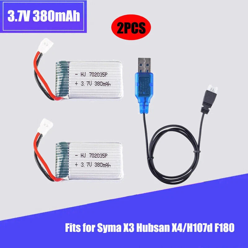 2Pcs 3.7V 20C 380mAh 702035 Li-Po Battery for Syma X5C-1 X8tw X5SW Part RC Drone
