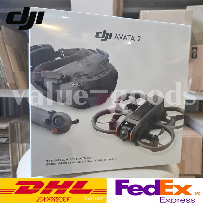 Drone kit box with DJI Avata 2 drone, goggles, and motion controller