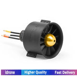 90mm brushless drone motor with 12-blade impeller, black housing and gold center
