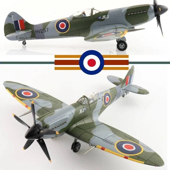 1/48 Spitfire Mk XIV RAF scale model aircraft, green with roundel markings