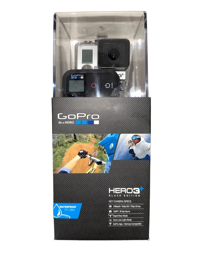 GoPro HERO3+ Black action camera in retail box