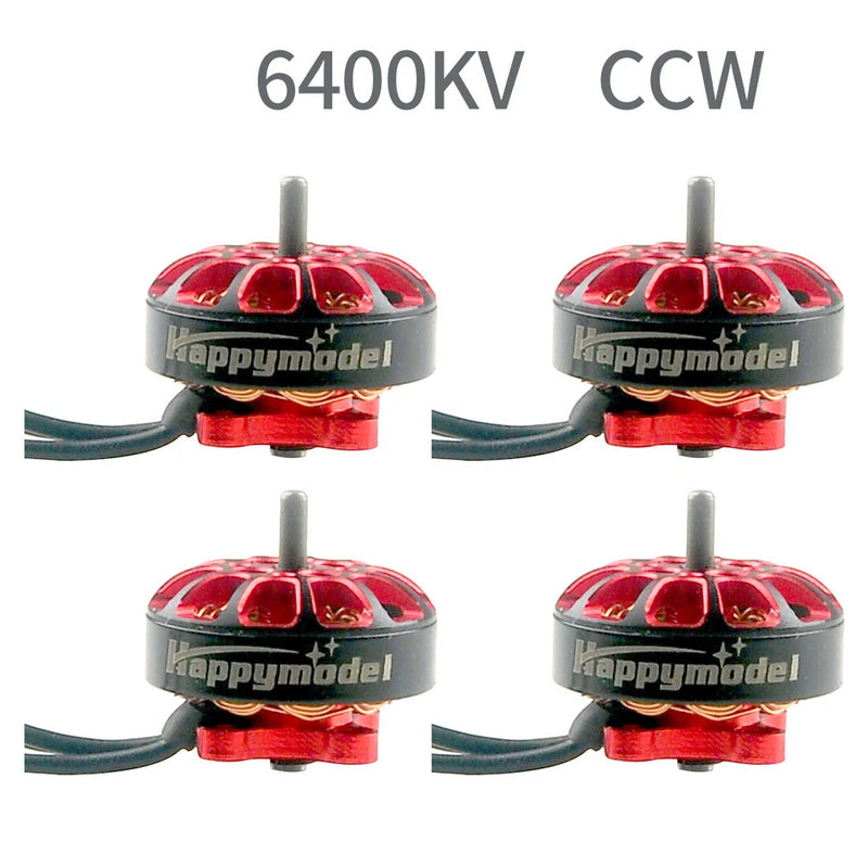 Set of 4 HAPPYMODEL brushless motors, red, 6400KV CCW, 3-wire leads